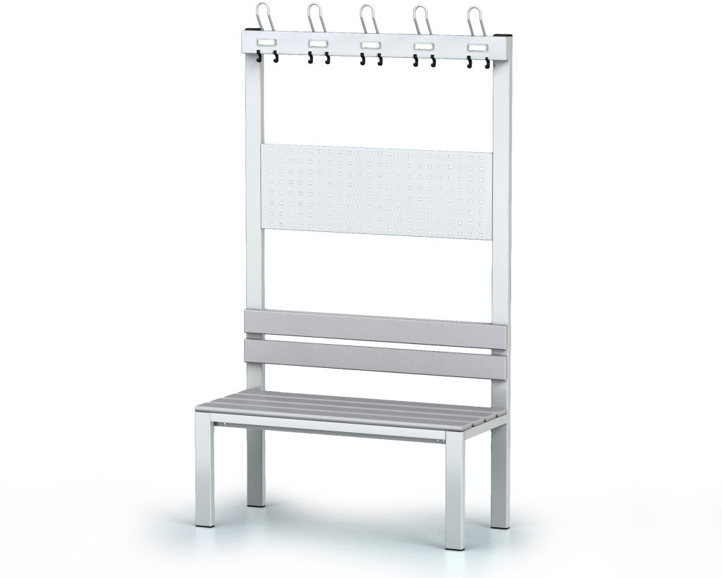 Lavice s opěradlem a věšáky, PVC latě - základní provedení 1800 x 1000 x 430